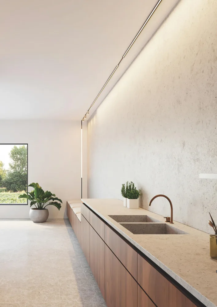 Kitchen lit with magnetic track